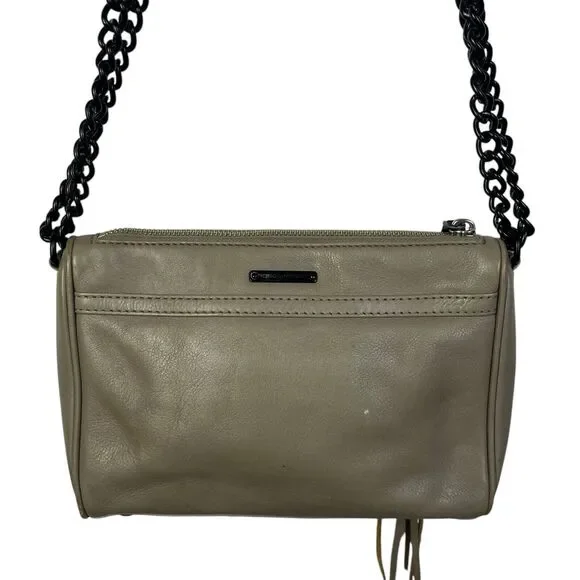 REBECCA MINKOFF Mac M.A.C. Leather Crossbody Shoulder Bag Purse Gray Chain - Picture 6 of 12